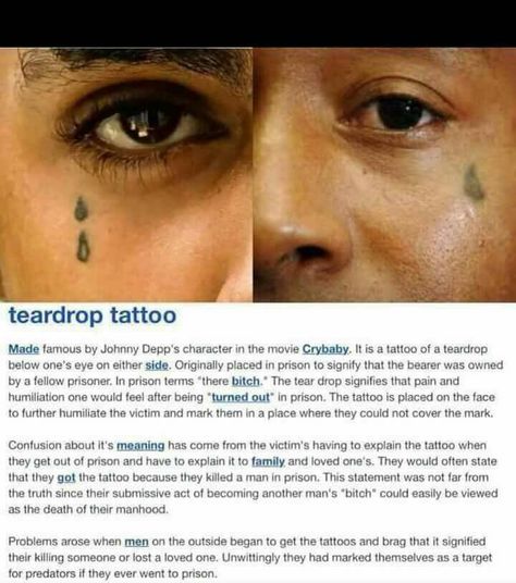 Tear Tattoo, Tattoo Gang, Skin Tear, Tears Meaning, Teardrop Tattoo, Doe Tattoo, Small Wave Tattoo, Gang Tattoos, Johnny Depp Characters