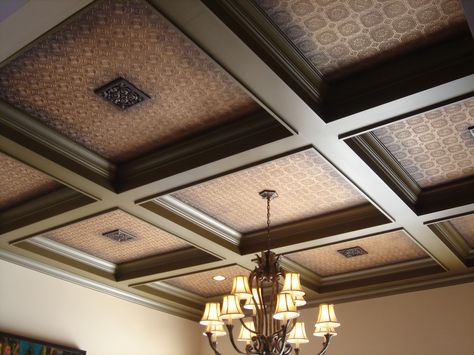 coffered ceiling! Ceiling Texture Types, Wooden Ceiling Design, False Ceiling Living Room, Ceiling Texture, Wallpaper Ceiling, Ceiling Design Living Room, Ceiling Design Modern, Basement Ceiling, Wooden Ceilings