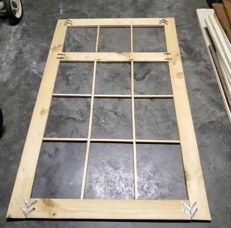 DIY WINDOW FRAME - Decorate & More with Tip How To Make A Window Frame, Diy French Doors, Diy Window Frame, Diy Magazine Holder, Window Frame Picture, Window Grids, Fake Window, Frame Props, Pallet House