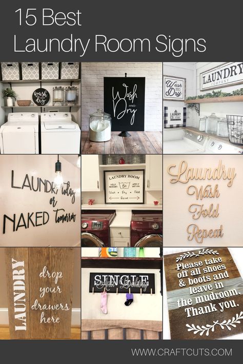 15 of the Best DIY Laundry Room Signs. | CraftCuts.com Farmhouse Laundry Room Decor Diy, Laundry Room Decor Diy Wall Art, Diy Laundry Signs Ideas, Laundry Room Sign Ideas, Diy Laundry Room Signs Wall Decor, Wall Decor Laundry Room, Laundry Room Cricut Ideas, Cute Laundry Room Signs, Cricut Laundry Room Ideas