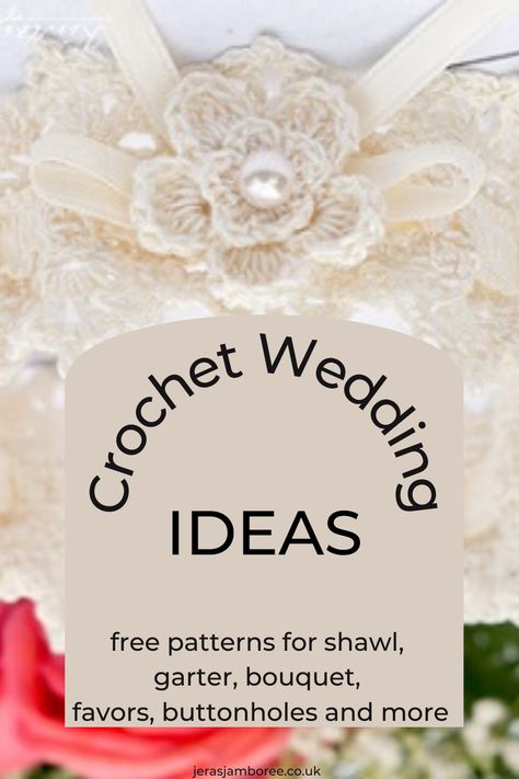 crocheted garter in cream Crochet Wedding Patterns, Crochet Ring Pillow, Crochet Wedding Favours, Wedding Centerpeices, Crochet Wedding Gift, Wedding Crochet Patterns, Crochet Fingerless Gloves Free Pattern, Wedding Crochet, Rings Beautiful