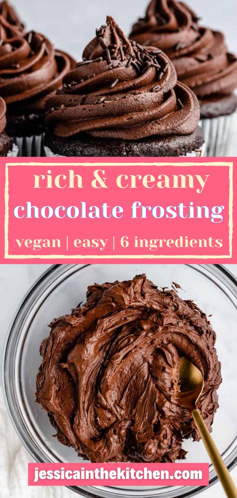 Add this vegan creamy chocolate frosting to cakes, cupcakes or your favorite desserts. So rich and decadant! Vegan Chocolate Icing, Vegan Chocolate Frosting, Vegan Cream Cheese Frosting, Vegan Frosting, Easy Puddings, Chocolate Frosting Recipes, Vegan Milk, Frozen Chocolate, Creamy Chocolate