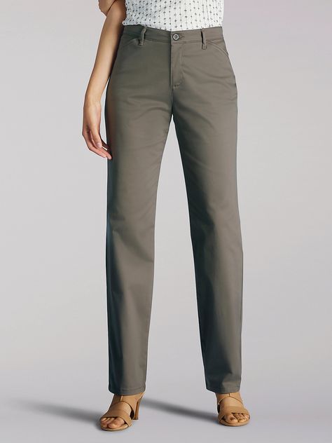 Women's Clothing: Straight Leg Pants | All Day Pants | Lee® Women's Straight Leg Pants, New Business Casual Women, Comfortable Professional Outfits Women, Casual Fall Pants, Womens Pull On Pants, Women’s Khaki Pants, Women’s Work Pants, Straight Leg Pants With Pockets, Women’s Dress Pants