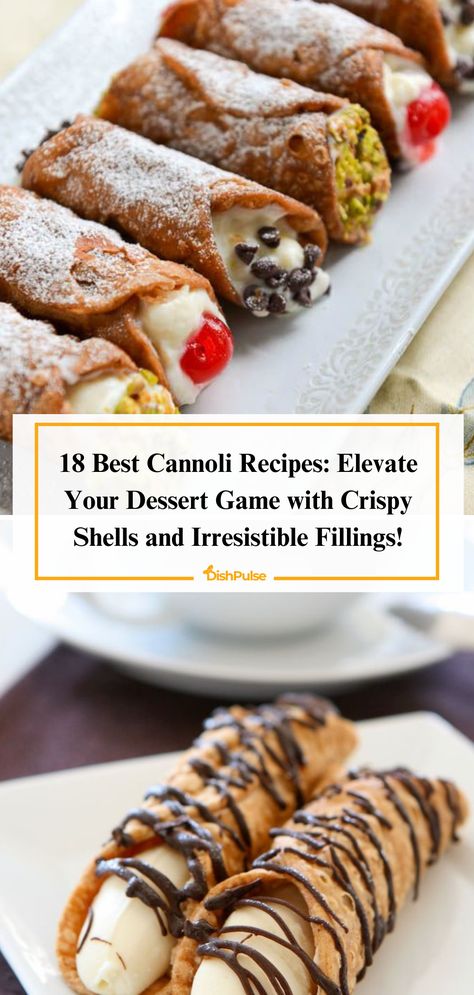 Elevate your dessert game with crispy shells and irresistible fillings! Dive into these 18 Best Cannoli Recipes and indulge in sweet perfection. 🥮✨ 


#DishPulse #CannoliRecipes #ItalianDesserts #SweetIndulgence #DessertHeaven #PastryLovers #HomemadeTreats Mini Cannoli, Pizelle Cannoli Recipe, Cannoli Recipes, Lemon Cannoli, Cannoli Filling Recipe, Canolli Cream Filling Recipes, Canolis Recipe Italian, Cannoli Flavor Ideas, Cannoli Recipe Filling