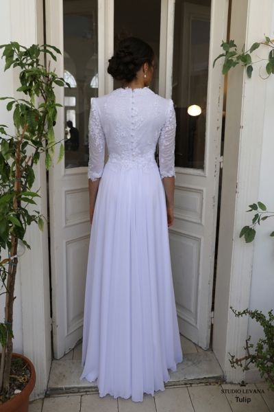 Modest wedding gowns- Modest Whispers Collection - Studio Levana - Couture Wedding Gowns Modesty Clothing, Gowns Modest, Studio Levana, Modest Wedding Dresses With Sleeves, Wedding Dress Crafts, Modern Wedding Gown, Modest Bridal, Modest Wedding Gowns, Western Wedding Dresses