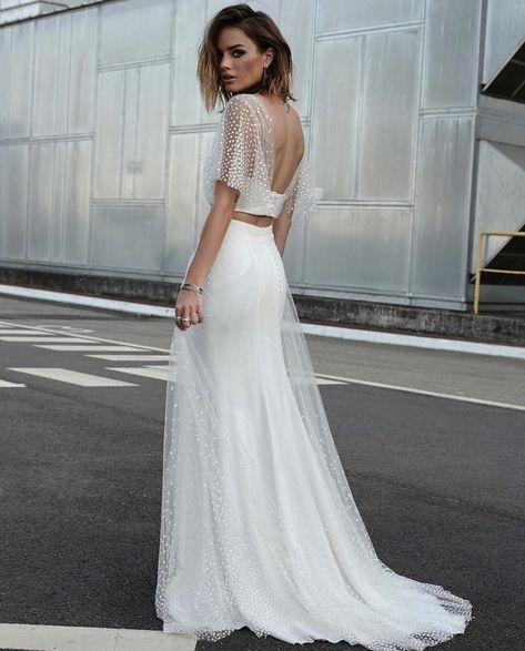 The Runaways, Rime Arodaky, Two Piece Wedding Dress, Wedding Dresses 2018, White Wedding Dress, Wedding Dress Trends, Vestidos Vintage, Backless Wedding Dress, Best Wedding Dresses