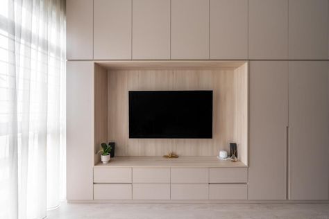 Living Room | Interior Design Singapore | Interior Design Ideas Minimalist Scandinavian Living Room, Tv Feature Wall, Singapore Interior Design, Singapore Interior, Condo Interior Design, City Square, Painted Paneling Walls, Condo Living Room, Renovation Budget