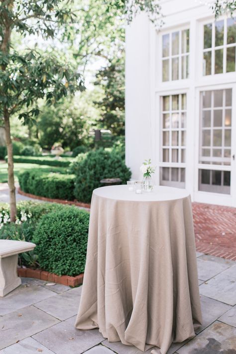 Natural Linen Tablecloth Wedding, Tan Table Linens Wedding, Taupe Tablecloth Wedding, Cocktail Tables Wedding, Cocktail Table Wedding, Cocktail Hour Tables, Wedding Cocktail Table, Wedding Cocktail Tables, Cocktail Table Decor