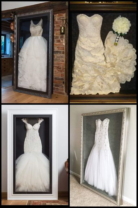 Display Wedding Dress At Home, Shadow Box Wedding Dress, Bridal Shadow Box Ideas, Wedding Dress Shadow Box Display, Wedding Dress Display At Home, Wedding Dress Display In Closet, Framed Wedding Dress Display, Wedding Dress Shadow Box Ideas, Preserving Wedding Dress