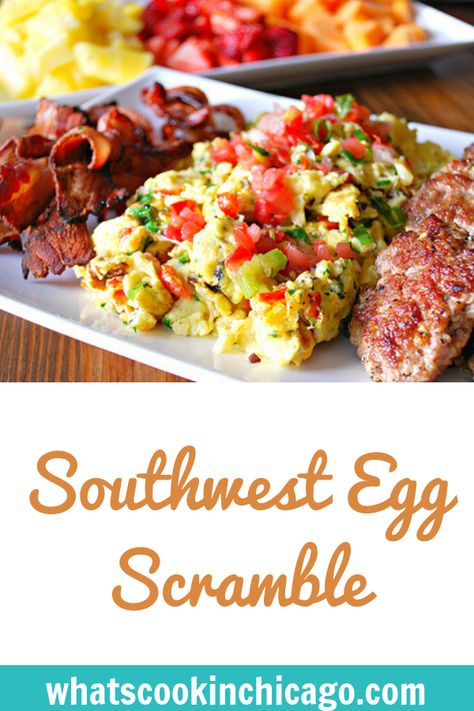 Southwest Egg Scramble #eggs #brunch #recipes Eggs Brunch, Western Breakfast, Scramble Eggs, Egg Scramble, Tater Tot Casserole Recipes, Breakfast Meat, Lazy Weekend, Soft Food, Special Dinner