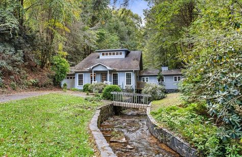 Creekside Home on Acreage For Sale in Blue Ridge Mountains $579,000 Fixer Upper Home, Blue Ridge Georgia, Cascading Waterfall, Life Dreams, Mountain Laurel, Charming Home, Old Houses For Sale, Tiny Houses For Sale, Rural Life