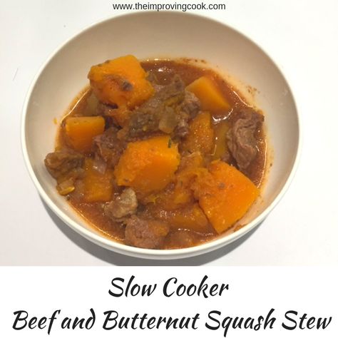 Slow Cooker Beef and Butternut Squash Stew Slow Cooker Leg Of Lamb Recipe, Autumn Stew, Beef And Butternut Squash, Squash Stew, Butternut Squash Stew, Lamb Leg Recipes, Rosemary And Thyme, Vegetable Beef Soup, Egg Free Recipes