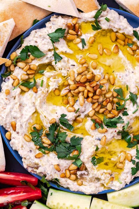 Easy Baba Ganoush Recipe, Baba Ganush, Babaganoush Recipe, Med Diet, Cleaner Eating, The Mediterranean Dish, Eggplant Dip, Baba Ganoush, Mediterranean Food