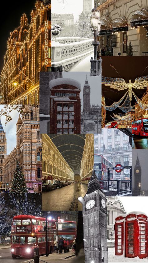 London Christmas Aesthetic Wallpaper, London Aesthetic Wallpaper, Winter London, London Wallpaper, Christmas Aesthetic Wallpaper, London Dreams, Christmas Dreaming, Christmas Collage, London Baby