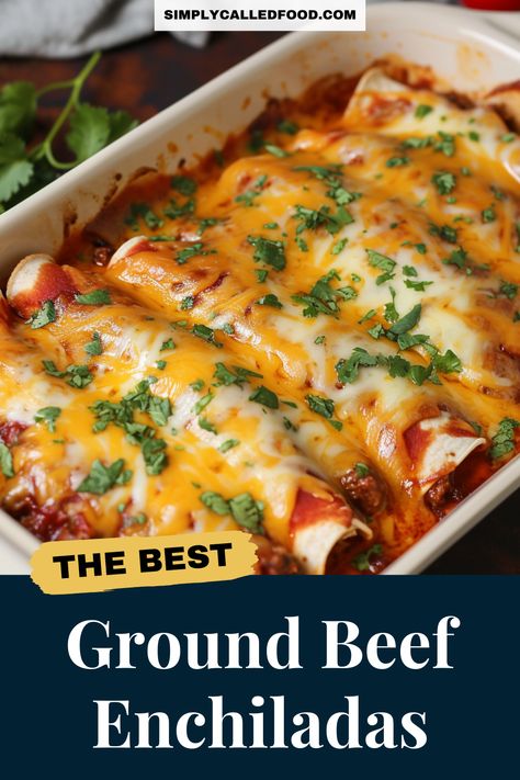 Enchiladas With Ground Beef, Ground Beef And Rice Enchiladas, Mexican Food Recipes Easy Healthy, Healthy Ground Chuck Recipes, Best Enchilada Recipe Beef, Dinner Recipes With Ground Beef Mexican, Ground Beef Red Enchiladas, Gr Beef Enchiladas, Enchilada Recipe Ground Beef