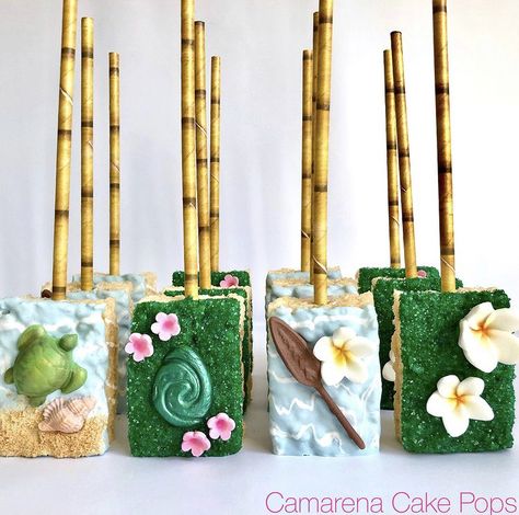 Moana Treats, Luau Cake Pops, Moana Food, Moana Birthday Party Cake, Moana Birthday Ideas, Rice Krispies Pops, Oreos Cookies, Moana Birthday Party Theme, Moana Theme Birthday