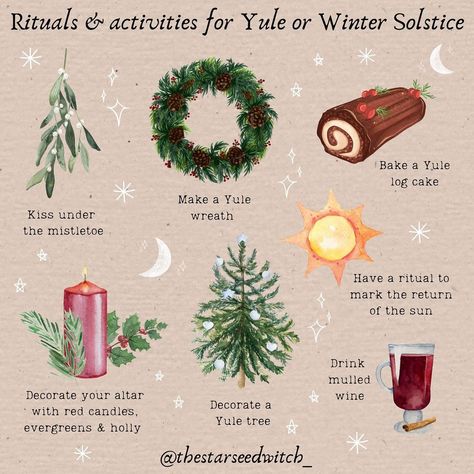 A L I C E 🌙 on Instagram: “🌲 RITUALS and ACTIVITIES for YULE or WINTER SOLSTICE 🌲 So the wheel of the year turns once more. The final sabbat of the calendar year,…” Yule Tarot Spread, Celebrating Yule, Yule Ideas, Wicca Holidays, Winter Solstice Rituals, Winter Solstice Party, Winter Solstice Traditions, Yule Traditions, Yule Crafts