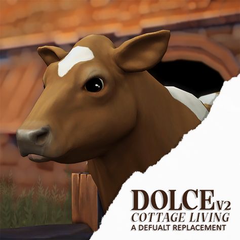 ⇢ 𝐃 𝐎 𝐋 𝐂 𝐄 𝐕𝟐 𝐂𝐎𝐓𝐓𝐀𝐆𝐄 𝐋𝐈𝐕𝐈𝐍𝐆 // a default texture replacement | Wrixie on Patreon Sims 4 Farm Animals, Sims 4 Cozy Cc, Sims 4 Animal Cc, Sims 4 Farm, Cow Eyes, Sims 4 Cottage, Sims Pets, Sims 4 Patreon, Ts4 Mods