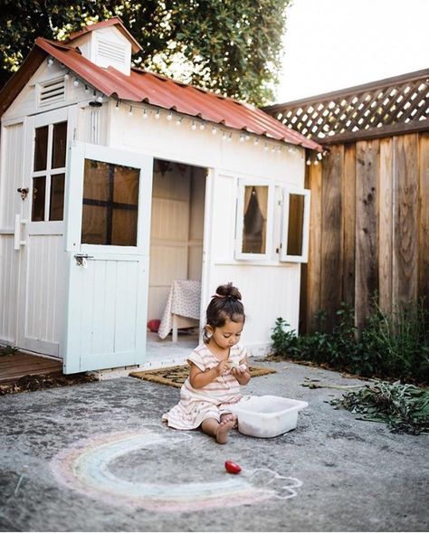 Grandpa could make a play house (@aliceandames) @laurapark3r” Cubby House Ideas, Kids Cubby Houses, Kids Cubbies, Garden Playhouse, Backyard Playhouse, Wendy House, Barn Style Doors, Cubby House, Kids Outdoor Play