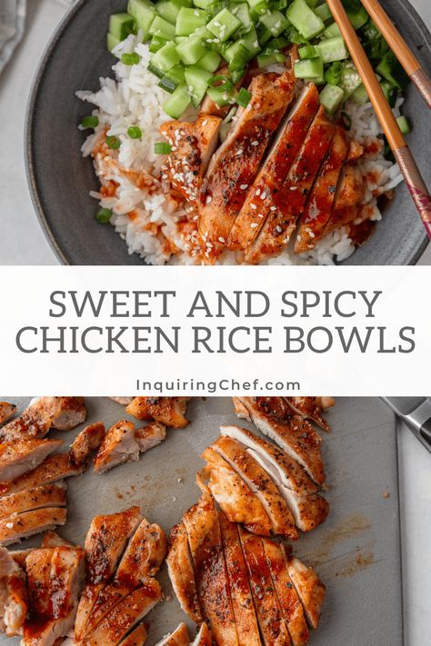 Rice Bowls Chicken, Chinese Rice Bowl, Gochujang Recipe, Gochujang Chicken, Healthy Bowls Recipes, Chicken Rice Bowls, Sweet And Spicy Sauce, Rice Bowls Recipes, Healthy Bowls