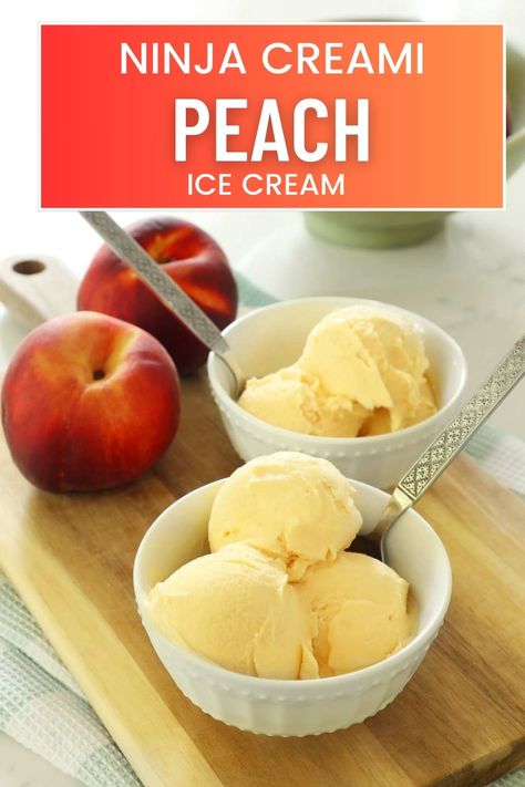 How to make homemade peach ice cream in your Ninja Creami. Peach ice cream made with fresh juicy peaches, cream and milk. Peach Ice Cream Ninja Creami Fresh Peaches, Ice Cream Ninja Creami, Peach Ice Cream Recipe, Homemade Peach Ice Cream, Cooking For Dummies, Peach Muffins, Pinterest Food, Peach Ice Cream, Making Homemade Ice Cream