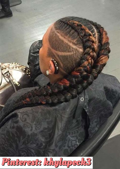 Braids And Undercut, Shaved Sides And Back, Goddess Locks, Dyed Hair Care, Braids With Shaved Sides, Shaved Side Hairstyles, Shaved Hair Designs, Mohawk Braid, Goddess Braids Hairstyles