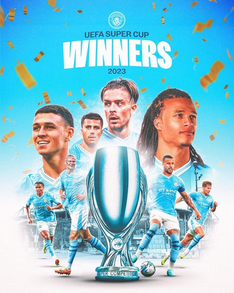 Winners Poster Design, Champions League Poster, Premier League Winners, Football Final, Social Media Campaign Design, Goals Football, Sports Design Ideas, Uefa Super Cup, Neymar Football