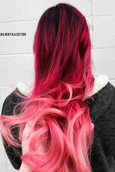 63 Best Red Ombre Hair Color Ideas for Long Hair Hair Color Red Ombre, Brown Ombre Hair Color, Best Ombre Hair, Pink Ombre Hair, Red Ombre Hair, Magenta Hair, Brown Ombre Hair, Hair Color Unique, Ombre Hair Blonde