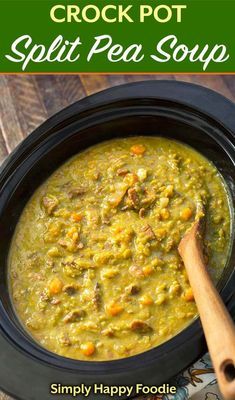 Crock Pot Split Pea Soup, Pea Soup Crockpot, Split Pea Soup Slow Cooker, Slow Cooker Split Pea Soup, Split Pea Soup Crockpot, Split Pea Soup With Ham, Pea Soup With Ham, Yellow Split Pea Soup, Soup With Ham