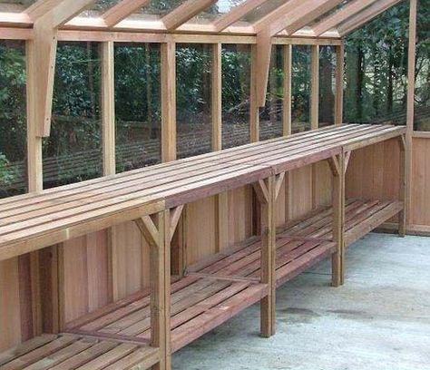 Greenhouse Benches, Greenhouse Shelves, Diy Greenhouse Plans, Greenhouse Shed, Build A Greenhouse, Greenhouse Interiors, Home Greenhouse, Backyard Greenhouse, Small Greenhouse