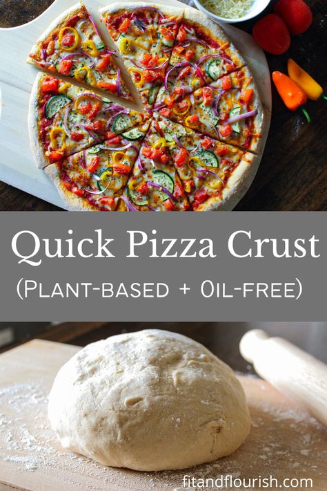 Wfpb Oil Free Recipes, Wfpb Pizza, Plant Based Pizza Crust, Quick Pizza Crust, Vegan Pizza Crust Recipe, Esselstyn Diet, Vegan Pizza Crust, Wfpb Meals, Vegan Pizza Dough