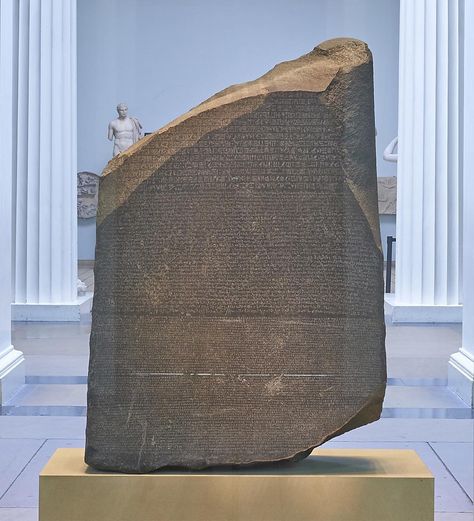 "The Rosetta Stone was discovered #onthisday in 1799. It’s regarded as one of the most important…" History Of Literature, International Mother Language Day, Mother Language Day, London Sights, Archaeology News, Rosetta Stone, Egyptian Hieroglyphics, Things To Do In London, Eucharist