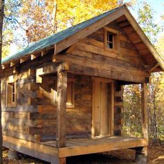 Log Cabin Builder - Rustic Forest Cabin Rustic Cabin Exterior, Rustic Cabin Plans, Tiny Log Cabins, How To Build A Log Cabin, Wooden Cabin, Log Cabin Rustic, Small Log Cabin, Building A Cabin, Forest Cabin