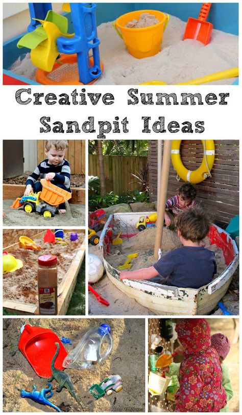 Creative summer sandpit ideas. How to build a diy sand box, or fun ideas to try Sandpit Activities, Sandpit Ideas, Playing In The Sand, Outdoor Play Spaces, Outdoor Fun For Kids, Summer Fun For Kids, Student Christmas Gifts, Summer Learning, Outdoor Activities For Kids