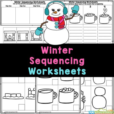 Winter Sequencing Worksheets for Preschoolers (Free) Snow Worksheets, Sequencing Kindergarten, Fun Preschool Worksheets, 123 Homeschool 4 Me, Free Kindergarten Printables, Free Math Printables, Sequencing Worksheets, Worksheets For Preschoolers, Story Sequencing