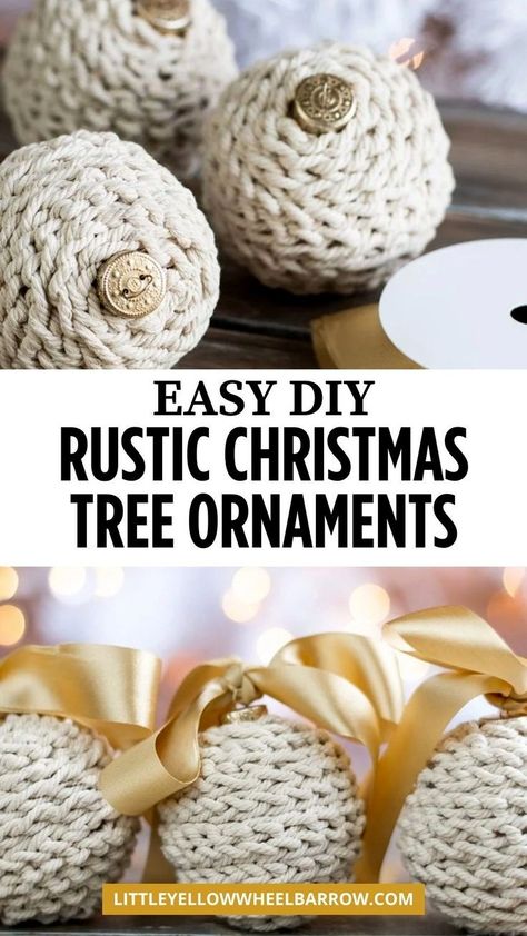 The best homemade, DIY rustic Christmas tree ornaments you can make in an afternoon! If you're going for a farmhouse decor look this Christmas season, you need these easy to make DIY rustic Christmas tree ornaments tutorial - I'll show you step by step how to make crochet, rustic ornaments for the Christmas tree. Add this tutorial to your DIY Christmas crafts or DIY holiday crafts. If you love natural Christmas tree decorations, learn to make these DIY rustic Christmas ornaments. Rustic Ornaments Diy, Farmhouse Christmas Ornaments Diy, Diy Rustic Christmas Tree, Tree Ornaments Diy Christmas, Rustic Christmas Tree Ornaments, Diy Christmas Ornaments Rustic, Rustic Christmas Diy, Diy Rustic Christmas, Rustic Christmas Crafts