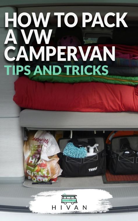 When packing for a trip, especially with a family, it can be very difficult to get everything you need in your campervan. Unless you are a master at Tetris, you might have issues trying to get everything in your van. How can you pack a VW campervan and still have space for your family to ride and live during your vacation? Campervan Storage Ideas, Caravan Storage, Packing For A Trip, Camper Storage, Cargo Van, Vw Campervan, Camper Conversion, Van Camping, Vw Camper