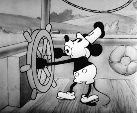 Disney Playlist, Mickey Mouse Steamboat Willie, Original Mickey Mouse, Mouse Tattoos, Mouse Cartoon, Disney Wiki, Mickey Mouse Art, Black And White Cartoon, Steamboat Willie