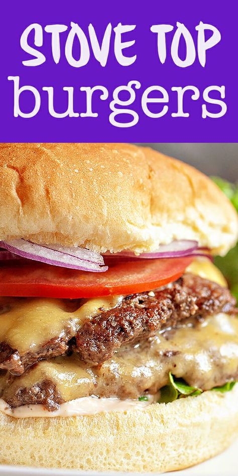 Stovetop Burgers, Burgers On The Stove, Best Burger Recipe, Cheeseburger Recipe, The Best Burgers, Best Burgers, Cheese Burger, Hamburger Recipes, Secret Sauce