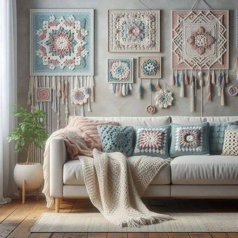 Crochet Wall Art Pattern Free, Wallet Crochet Pattern, Drawstring Bag Crochet Pattern, Macrame Hanging Chair, Crochet Wall Art, Fall Winter Shoes, Crochet Bedspread Pattern, Crochet Mandala Pattern, Crochet Wall Hangings