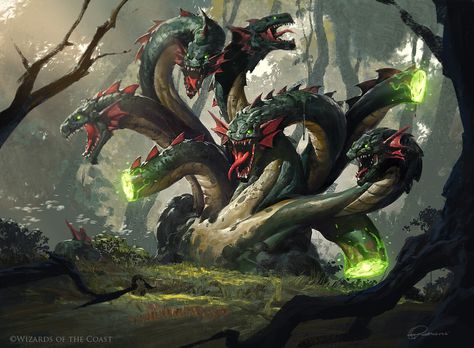 Stumpsquall Hydra - Magic the Gathering, Greg Rutkowski on ArtStation at https://www.artstation.com/artwork/oA8d2k Hydra Monster, Greg Rutkowski, Types Of Dragons, Legendary Dragons, Beast Creature, Mtg Art, Mythical Animal, Giant Monsters, Fantasy Beasts