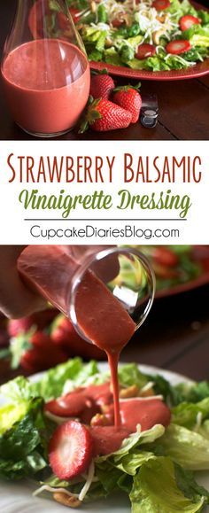 Strawberry Balsamic Vinaigrette Dressing - This creamy salad dressing tastes like it came from a restaurant! Perfect for a dinner party or summer salad. Strawberry Balsamic Dressing, Balsamic Vinaigrette Dressing Recipe, Creamy Salad, Vinaigrette Dressing Recipe, Strawberry Vinaigrette, Balsamic Vinaigrette Dressing, Creamy Salad Dressing, Strawberry Balsamic, Balsamic Dressing