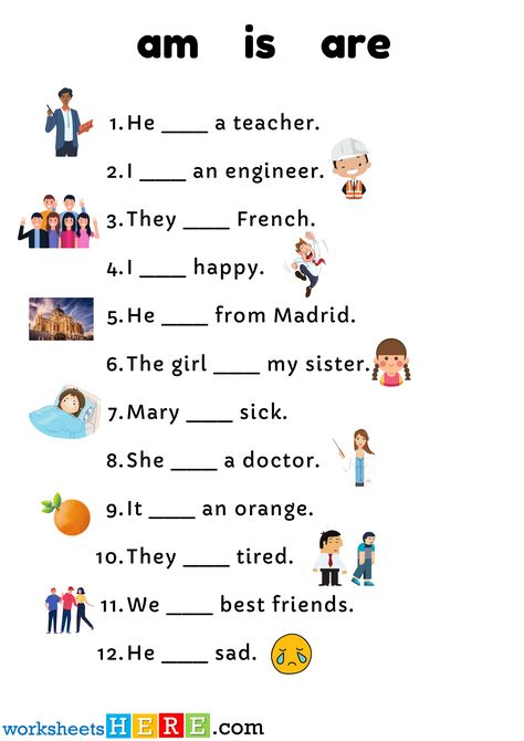 Verb To Be am is are Exercises and Answers with Pictures PDF Worksheet For Kids - WorksheetsHere.com Class 1st English Worksheet, Is And Are Worksheets, To Be Am Is Are Worksheet, To Be And To Have Worksheets, V To Be Worksheet, To Be Worksheet For Kids, English Worksheets For Kids Grade 2, English Worksheets For Grade 2, Am Is Are Worksheets