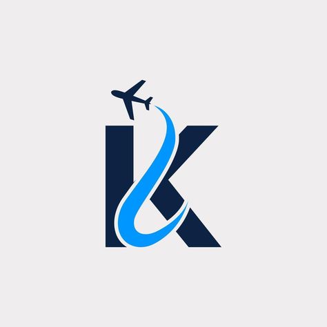 Creative Initial Letter K Air Travel Logo Design Template. Eps10 Vector Travel Company Logo Design, Travel Company Logo, Travel Logo Design, K Names, K Logos, Airline Company, Company Logo Design, Travel Logo, Letter K