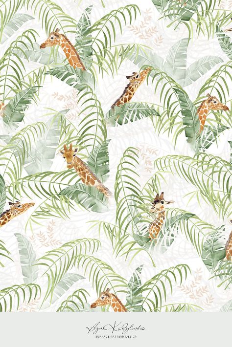 Leaning Out, Safari Pattern, Safari Design, Nursery Illustration, Safari Art, Safari Wallpaper, Colorful Animal Print, Jungle Pattern, Baby Illustration