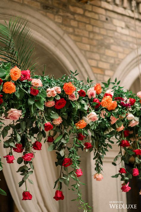 Te Amo - WedLuxe Magazine Bright Wedding Reception, Spanish Style Wedding Bouquet, Gorgeous Wedding Flowers, Spanish Wedding Arch, Neutral Wedding With Colorful Flowers, Spanish Wedding Flowers, Hacienda Wedding Color Palette, Amor Eterno Wedding Theme, Hacienda Wedding Flowers