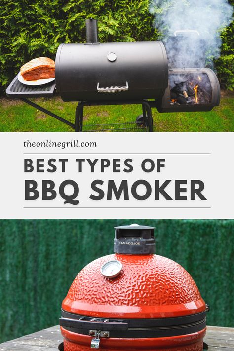 Transform your backyard barbecue with our meat smoker guide. From charcoal offset smokers to electric and propane gas cookers, here’s what you need to know about the different types of smokers. Diy Grill Station, Gas Cookers, Best Smoker, Bbq Games, Barbecue Smoker, Bbq Hacks, Meat Smoker, Diy Grill, Kettle Grills