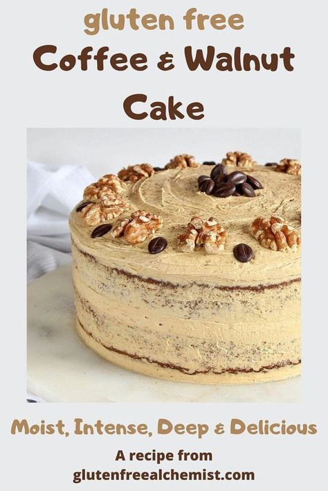 Gluten Free High Tea, Coffee Walnut Cake, Walnut Cake Recipe, Gluten Free Coffee Cake, Gluten Free Coffee, Budget Food, Dairy Free Coffee, Coffee And Walnut Cake, Gluten Free Cake Recipe