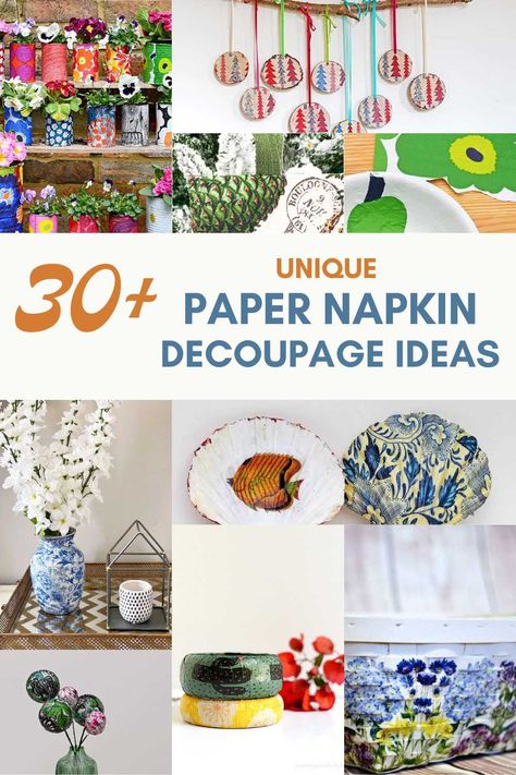 Discover an array of inspiring paper napkin decoupage ideas in our latest post! Dive into the creative world of decoupage, transforming ordinary items into extraordinary pieces with just some paper napkins and a bit of glue. From home decor to personalized gifts, these projects will spark your imagination and open up a new realm of DIY possibilities. Decopage Ideas Napkin, Modern Decoupage Ideas, Items To Decoupage, Paper Napkin Decoupage, Decopodge Ideas Projects Paper Napkins, Crafts With Napkins, Modge Podge Napkins Ideas, Napkin Decoupage Ideas, Tie Upcycle