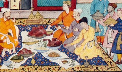 Mughal Food, Types Of Goats, Mughal Emperor, Indian Cookbook, Medieval Paintings, Mughal Paintings, Ancient Paintings, Mughal Empire, Food Painting